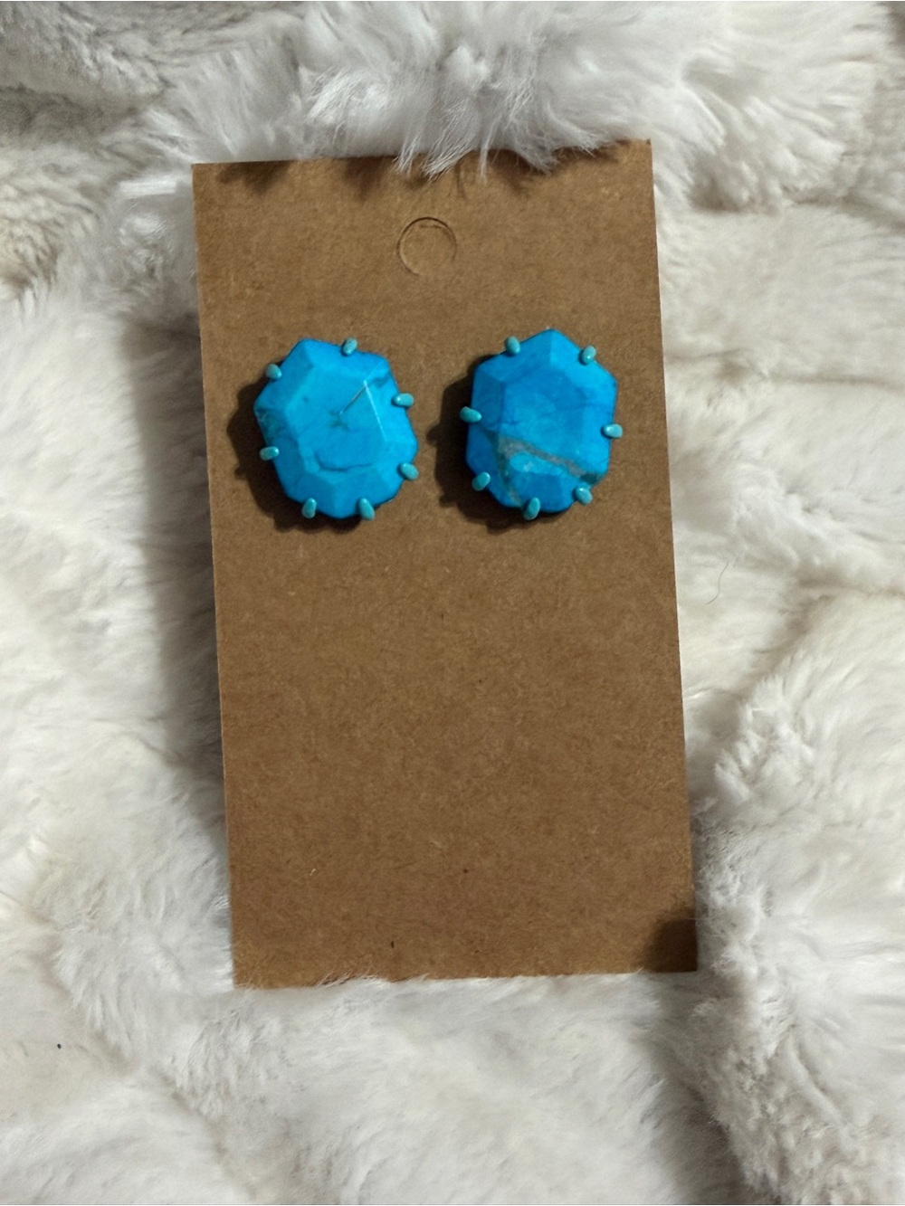 Kendra Scott Bright Turquoise Faceted Stone Stud Earrings